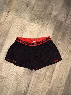 Under Armour Black Athletic Shorts with Red Waistband